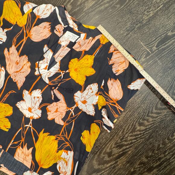 Trovata Birds of Paradis Floral Blouse Womens S Blakc Tassel Boho Lightweight - Picture 16 of 16